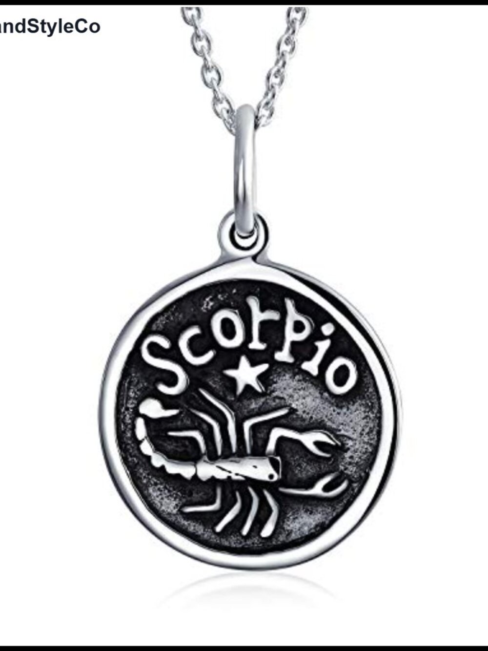 Astrology Zodiac Round Pendant Necklace .925 Sterling Silver